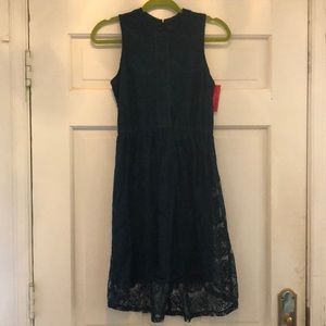 Juniors, dark teal lace overlay dress. Size 14/16.